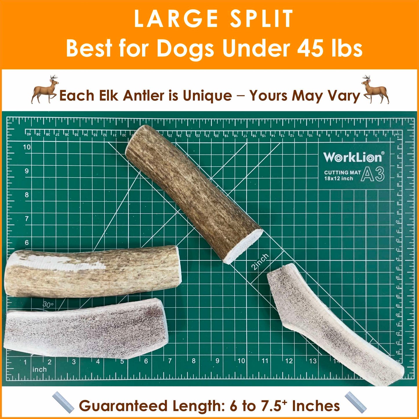 Deluxe Naturals 2-Pack Large Split Elk Antler Dog Chews