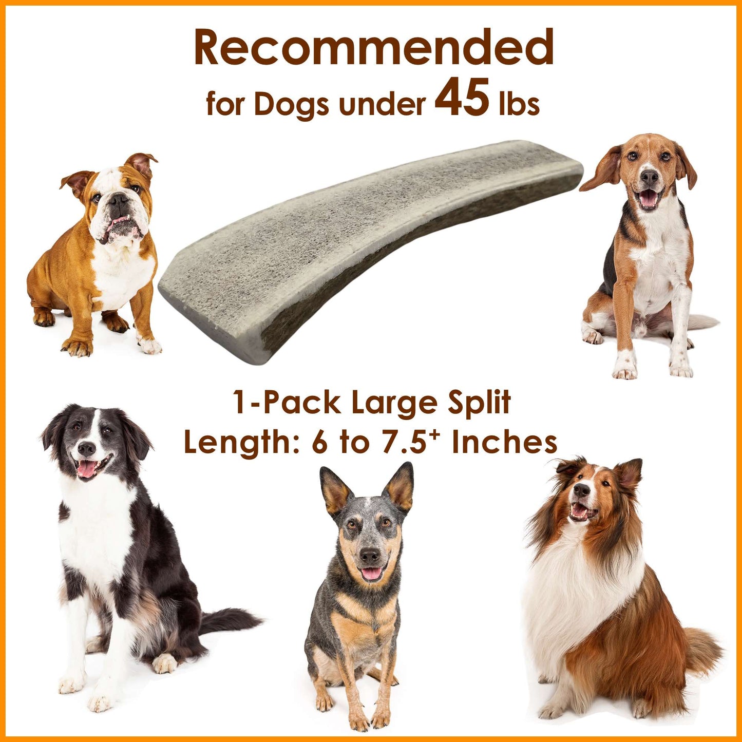 Deluxe Naturals 1-Pack Large Split Elk Antler Dog Chew