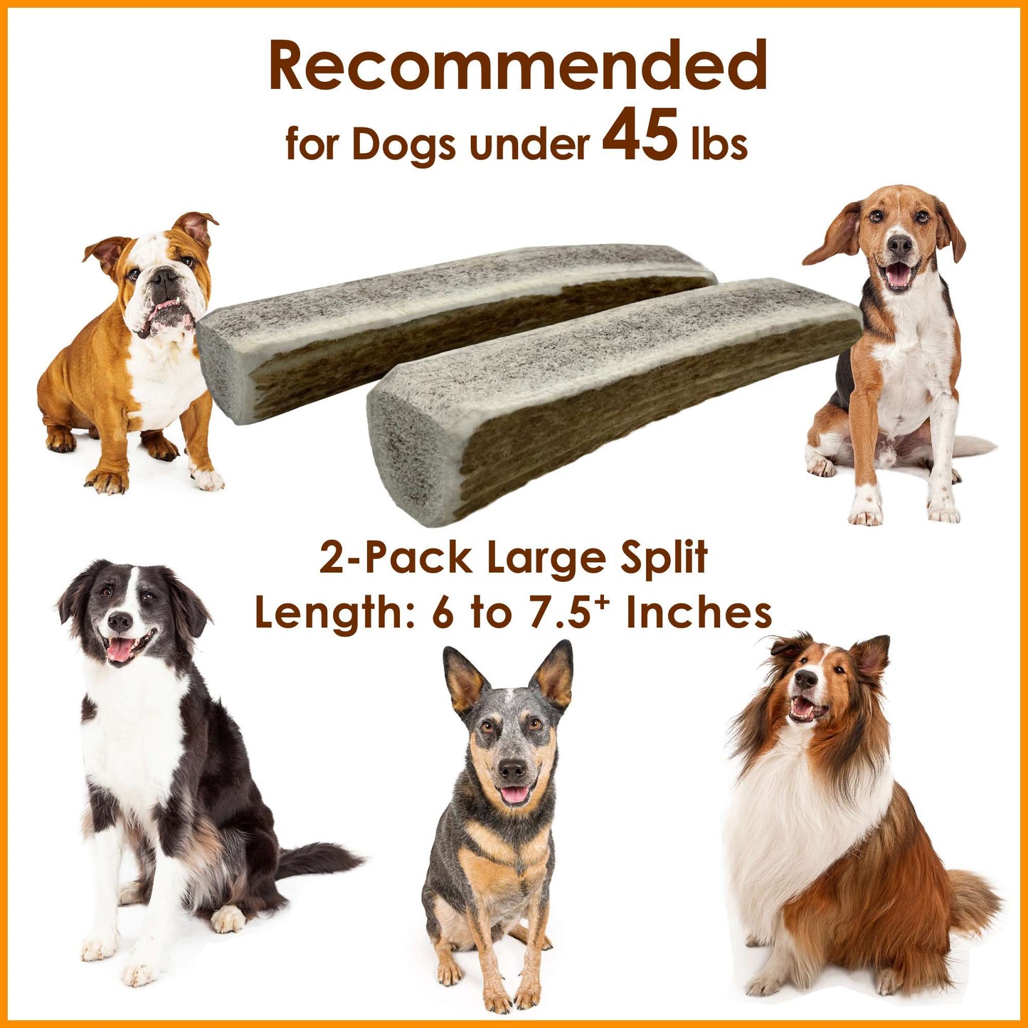 Deluxe Naturals 2-Pack Large Split Elk Antler Dog Chews