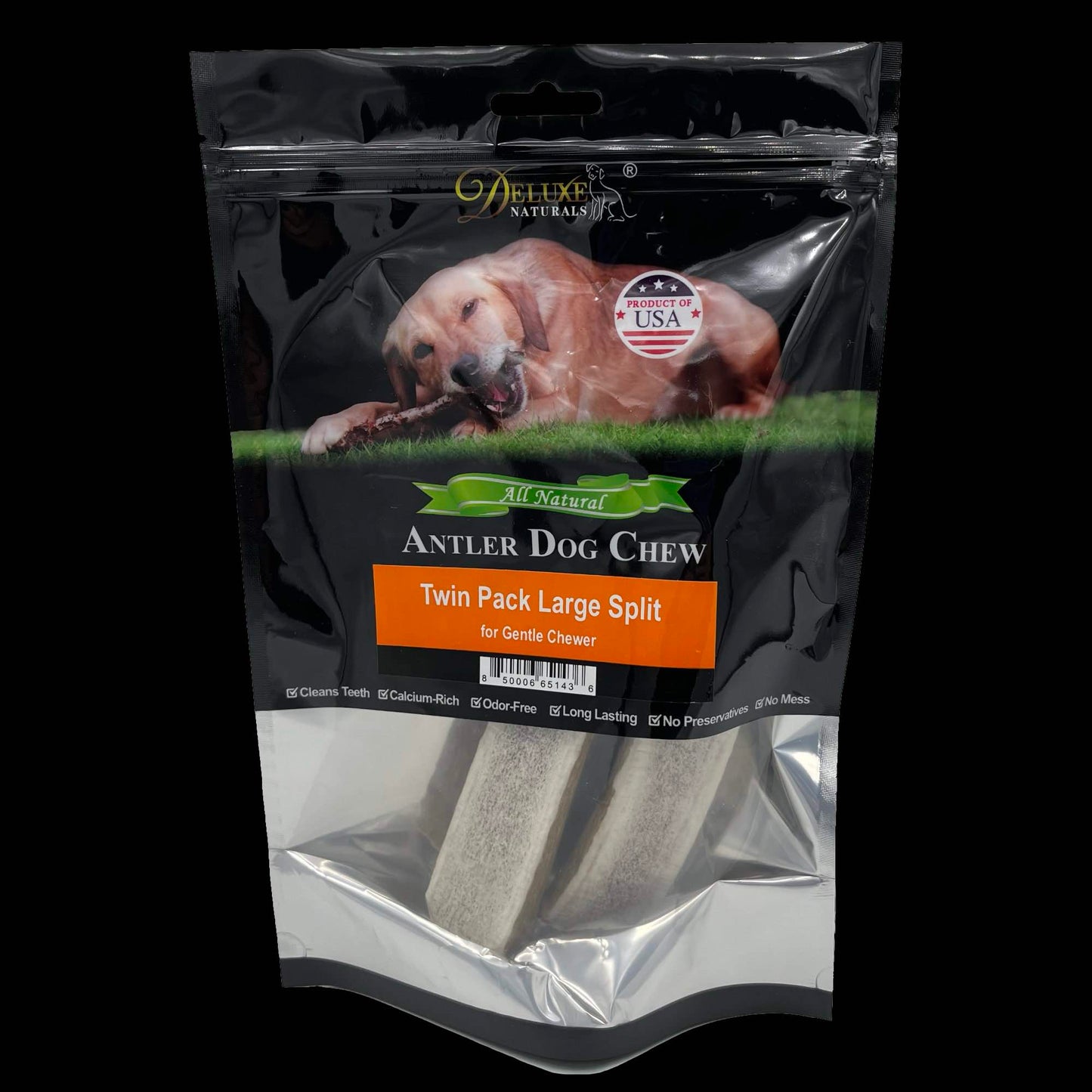 Deluxe Naturals 2-Pack Large Split Elk Antler Dog Chews