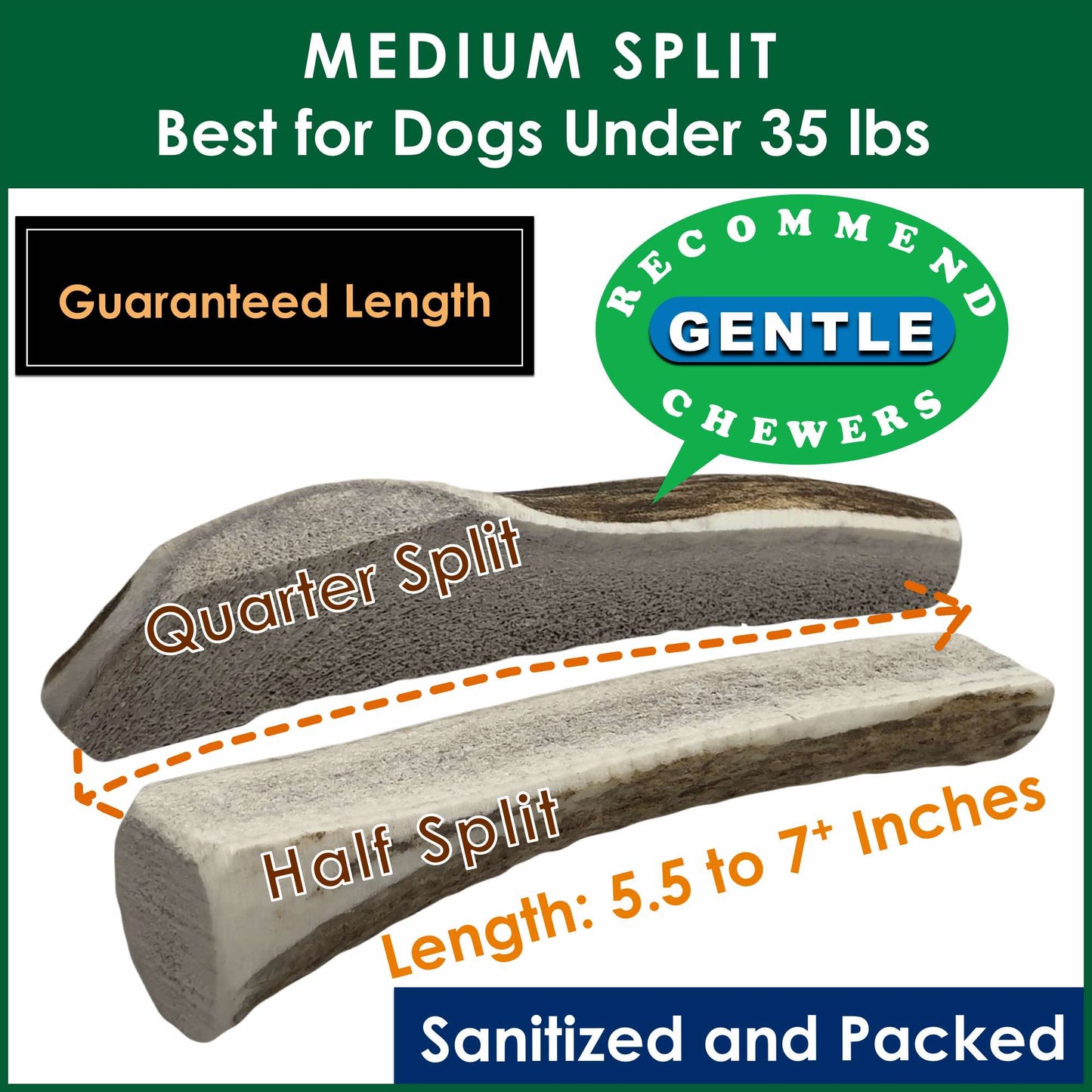 Deluxe Naturals 4-Pack Medium Split Elk Antler Dog Chews