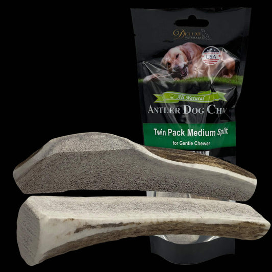 Deluxe Naturals 2-Pack Medium Split  Elk Antler Dog Chews
