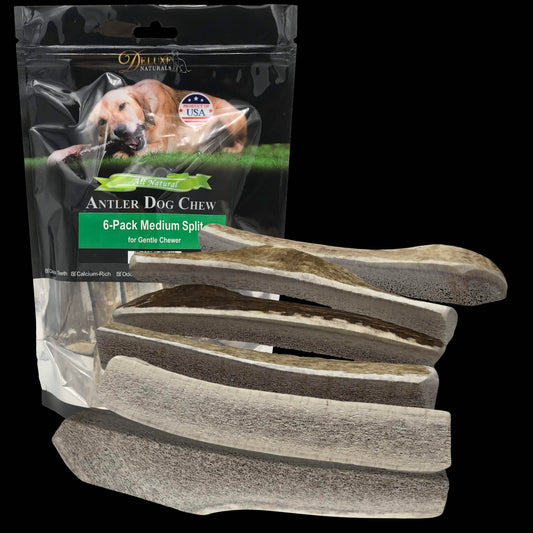 Deluxe Naturals 6-Pack Medium Split Elk Antler Dog Chews