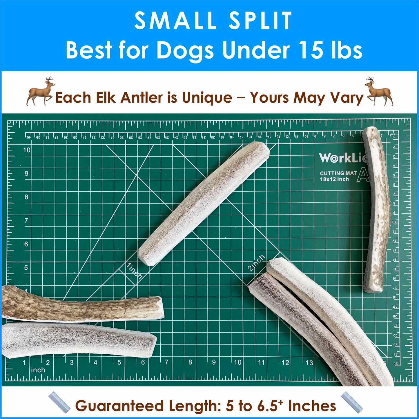 Deluxe Naturals 5-Pack Small Split Elk Antler Dog Chews
