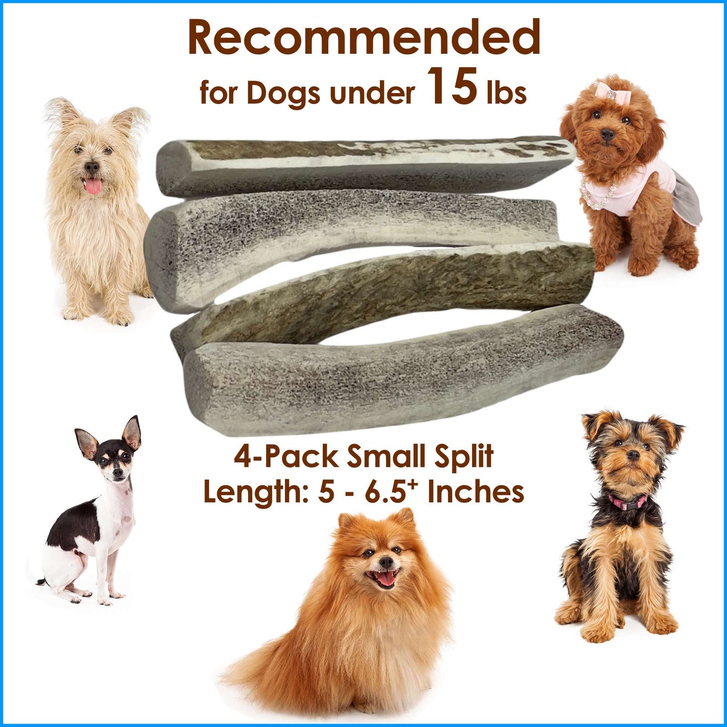 Deluxe Naturals 4-Pack Small Split Elk Antler Dog Chews