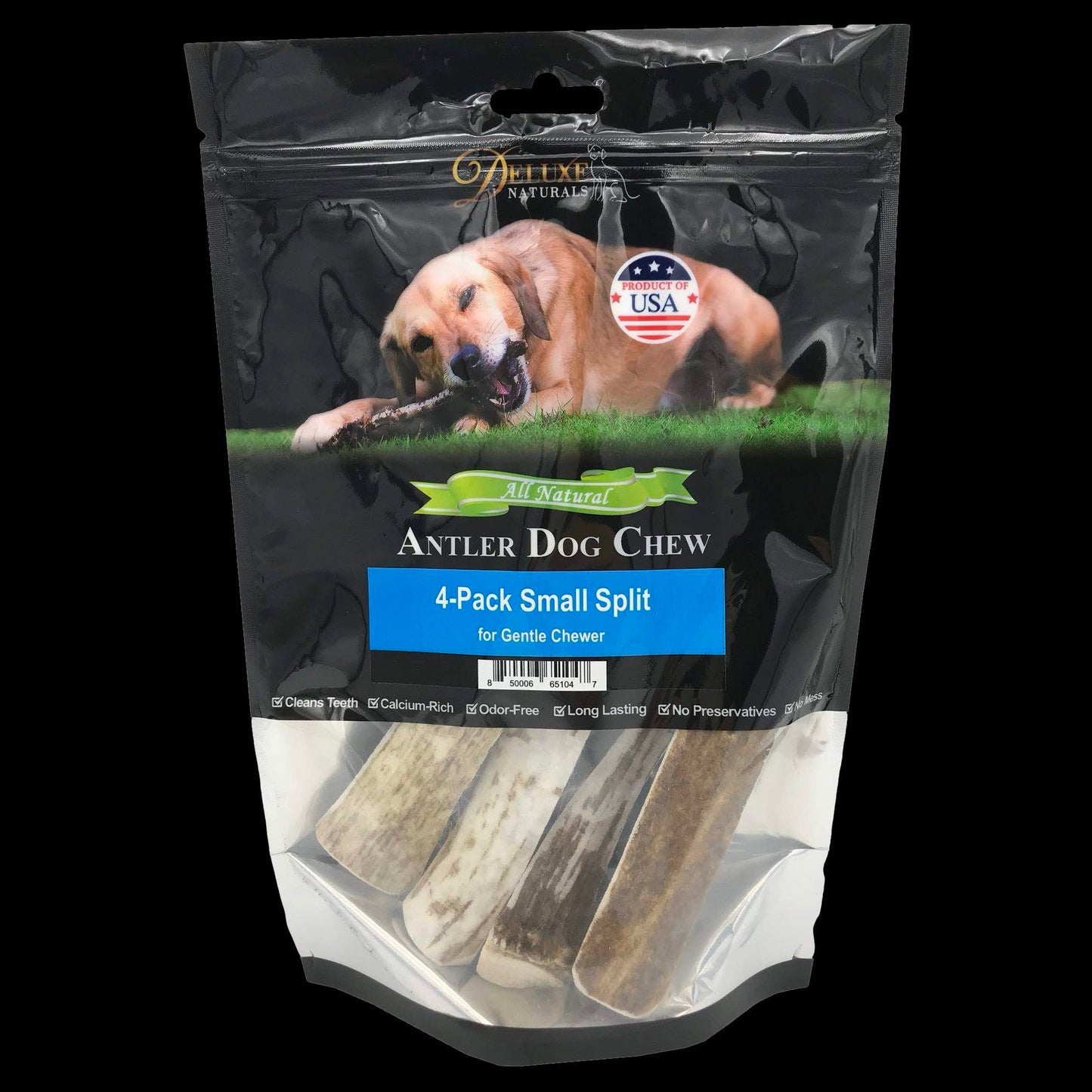 Deluxe Naturals 4-Pack Small Split Elk Antler Dog Chews