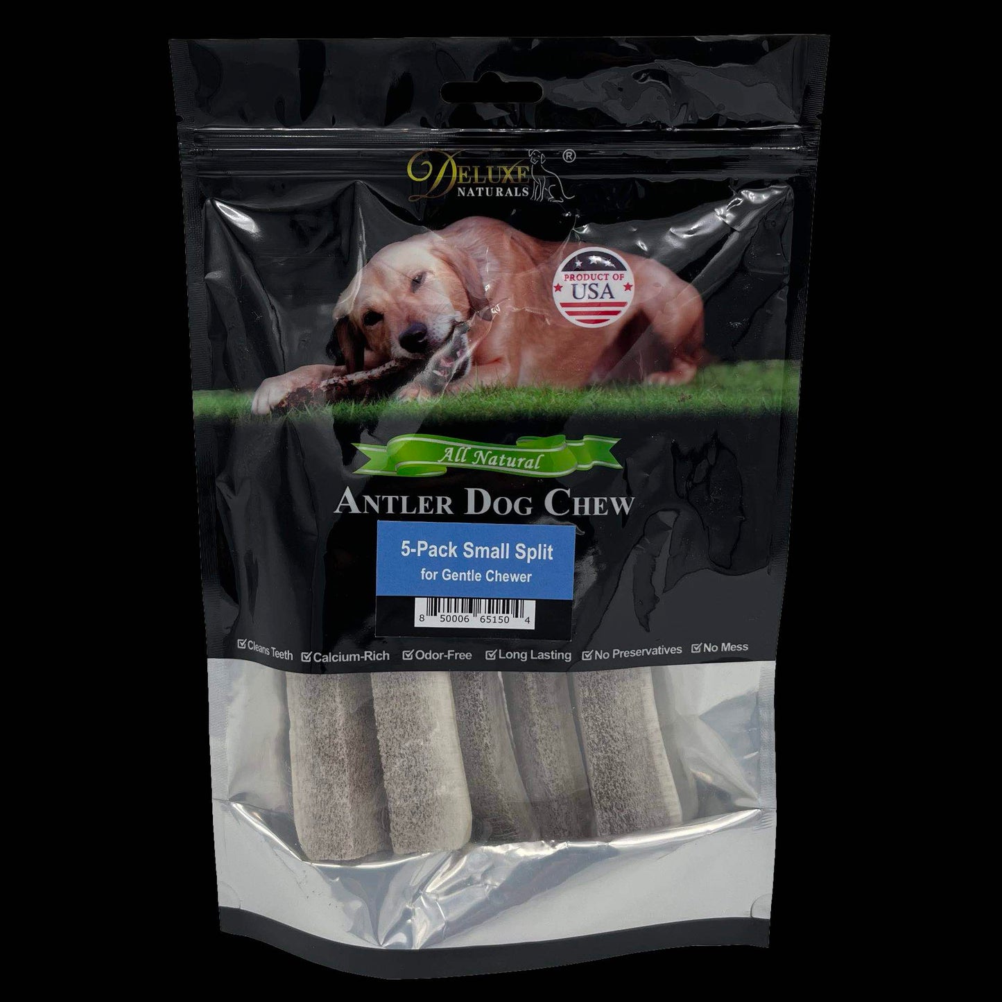 Deluxe Naturals 5-Pack Small Split Elk Antler Dog Chews