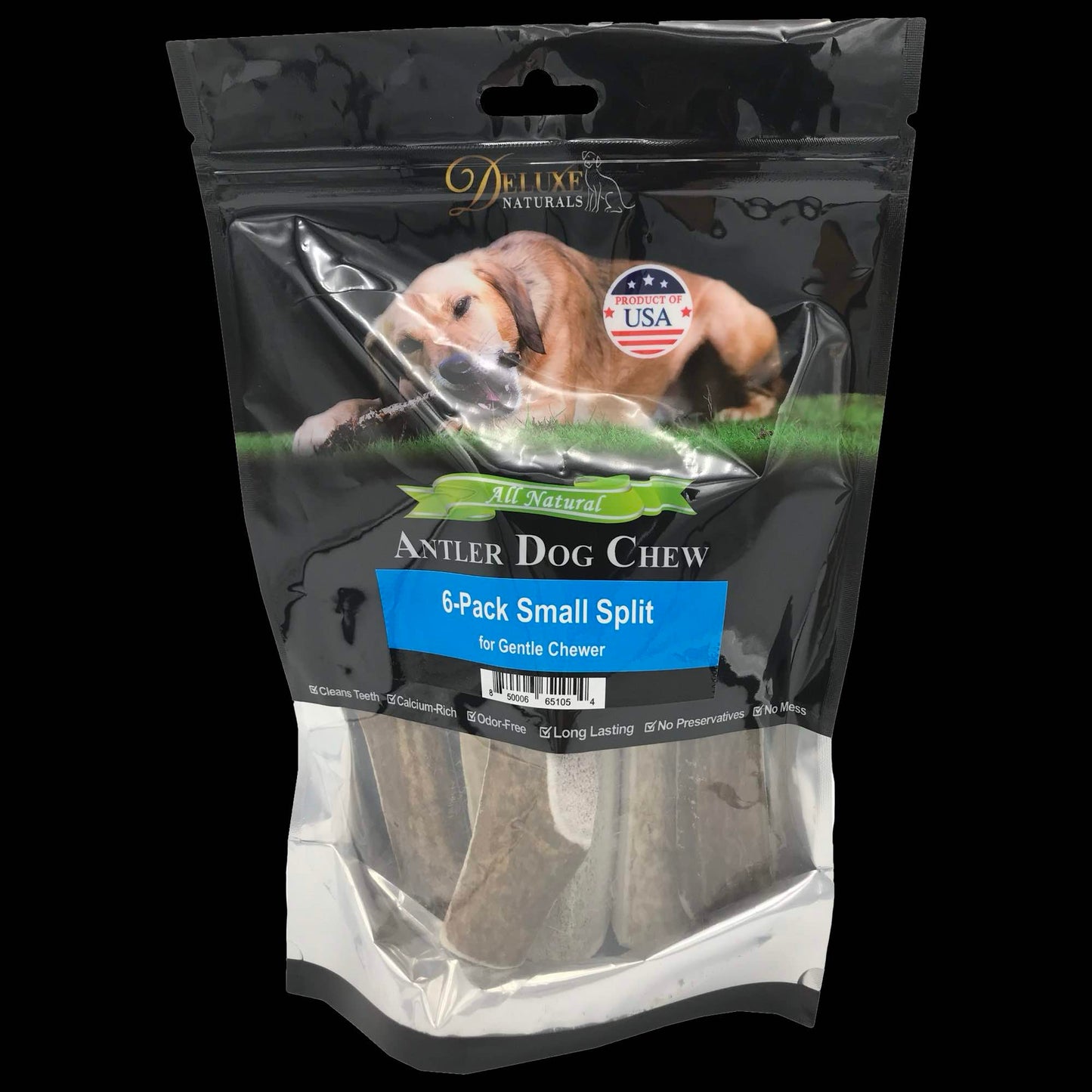 Deluxe Naturals 6-Pack Small Split Elk Antler Dog Chews