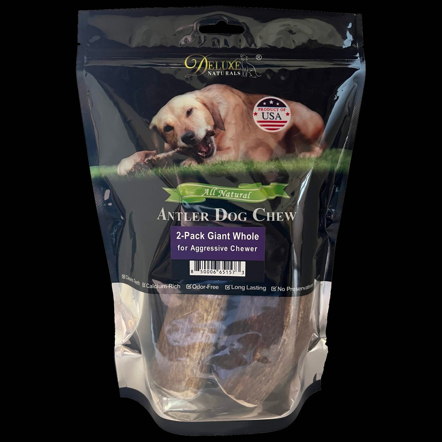 Deluxe Naturals 2-Pack Giant Whole Elk Antler Dog Chews