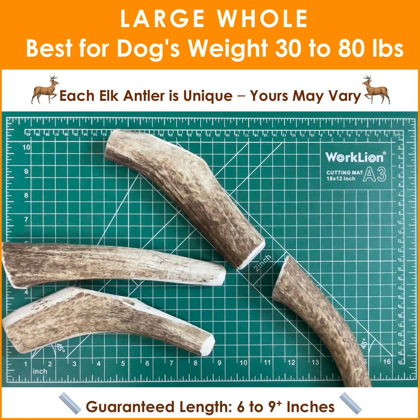Deluxe Naturals 2-Pack Large Whole Elk Antler Dog Chews