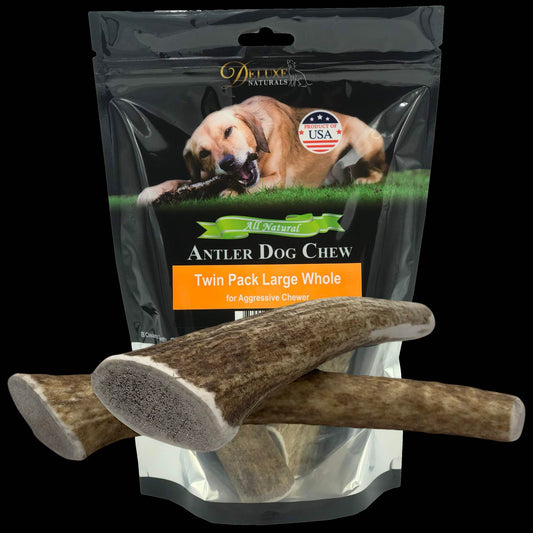 Deluxe Naturals 2-Pack Large Whole Elk Antler Dog Chews