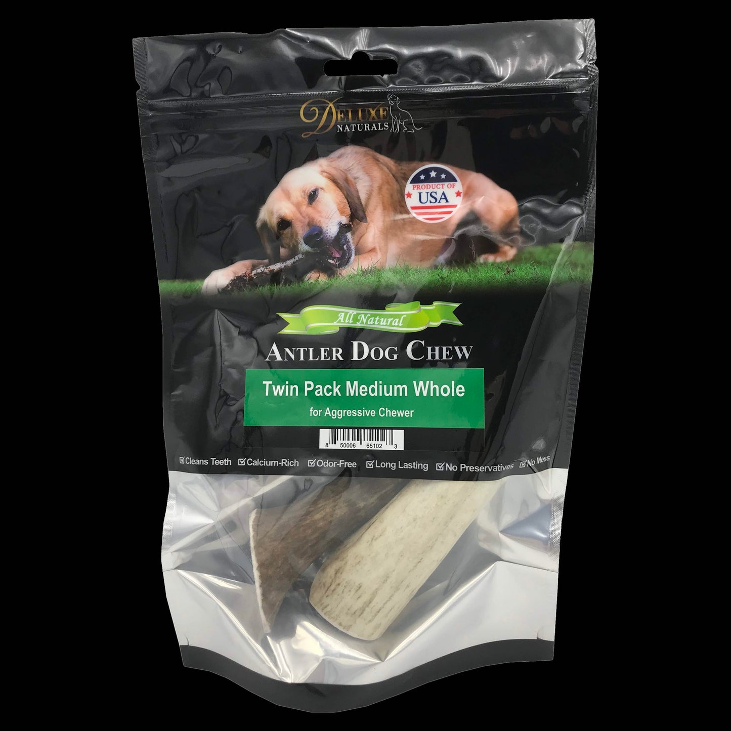 Deluxe Naturals 2-Pack Medium Whole Elk Antler Dog Chews