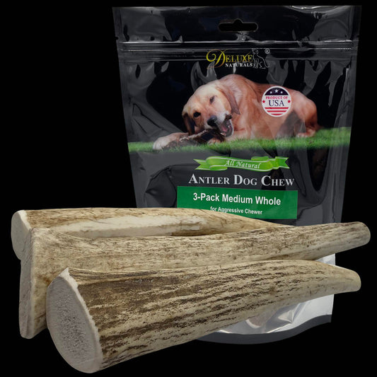 Deluxe Naturals 3-Pack Medium Whole Elk Antler Dog Chews
