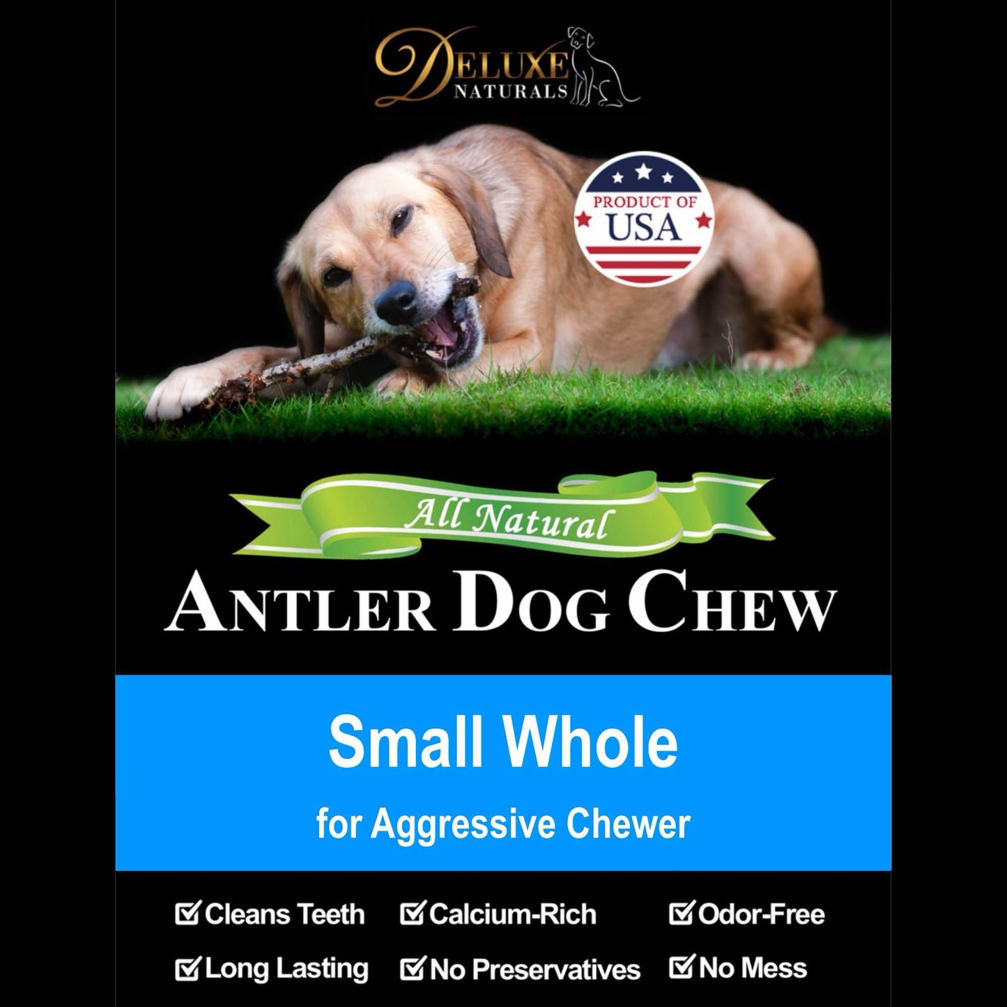 Deluxe Naturals 1-Pack Small Whole Elk Antler Dog Chew