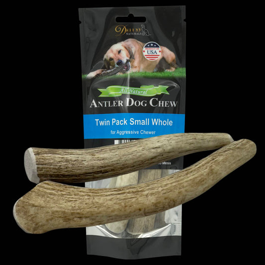 Deluxe Naturals 2-Pack Small Whole Elk Antler Dog Chews