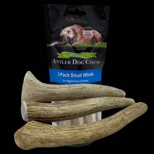 Deluxe Naturals 3-Pack Small Whole Elk Antler Dog Chews