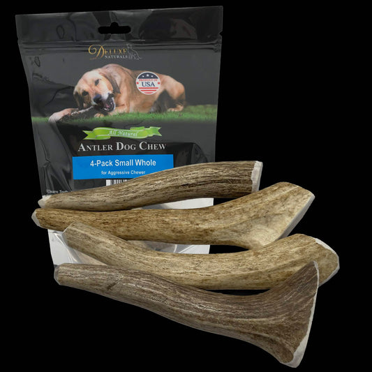 Deluxe Naturals 4-Pack Small Whole Elk Antler Dog Chews