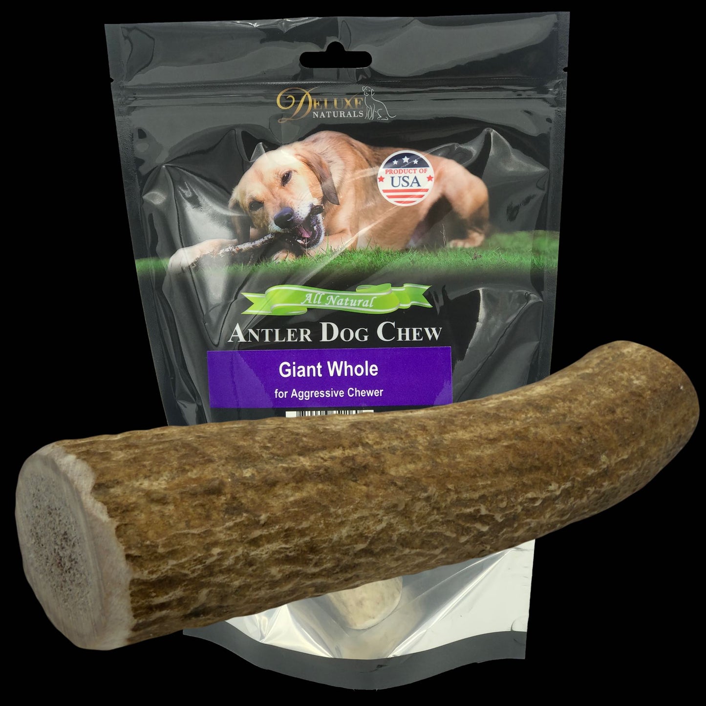 Deluxe Naturals Elk Antler Dog Chew - Giant Whole