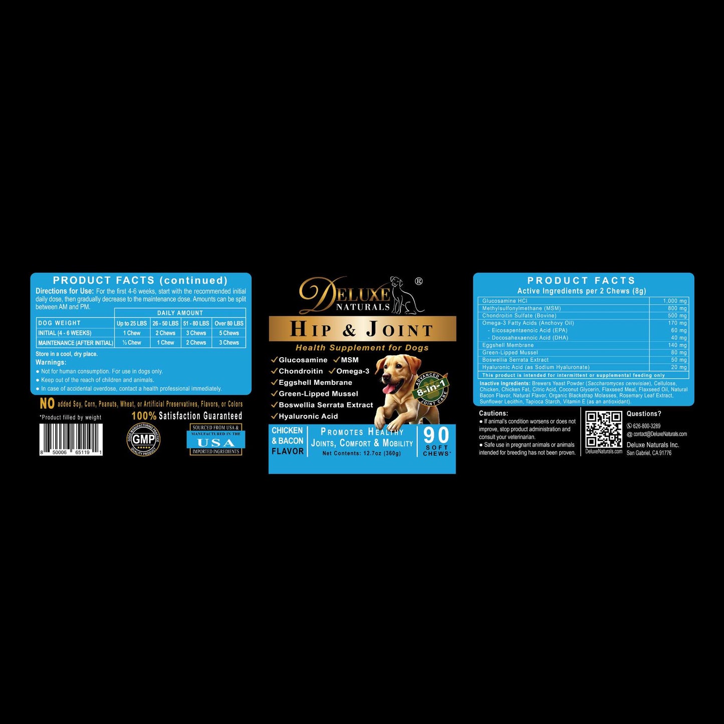 Deluxe Naturals Hip and Joint Soft Chews for Dogs - 180 Count (Pack of 2 x 90ct)