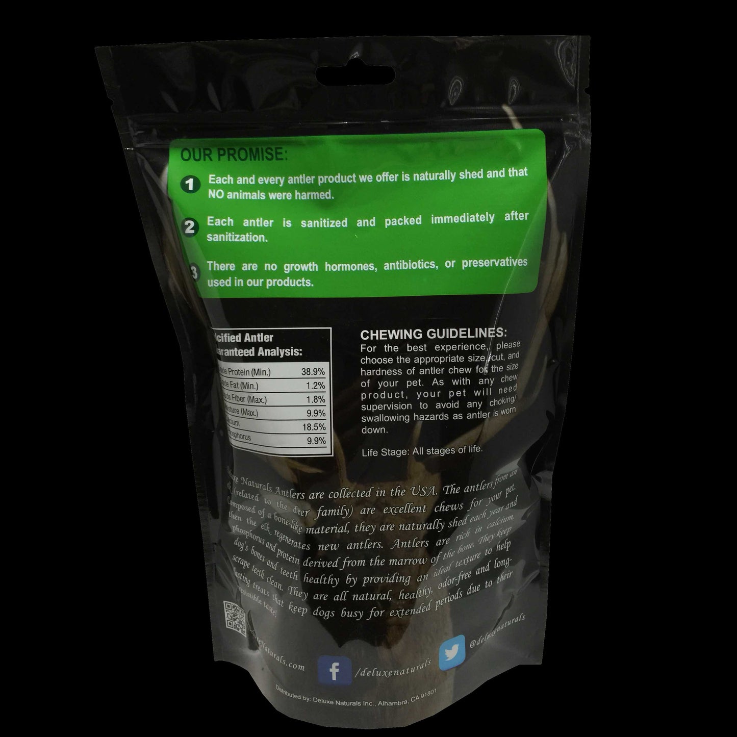 Deluxe Naturals 4-Pack Medium Split Elk Antler Dog Chews