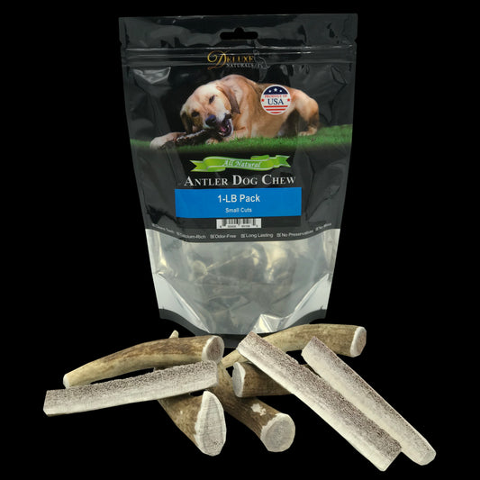 Deluxe Naturals 1-LB Pack Elk Antler Dog Chew - Mixed Small Cuts