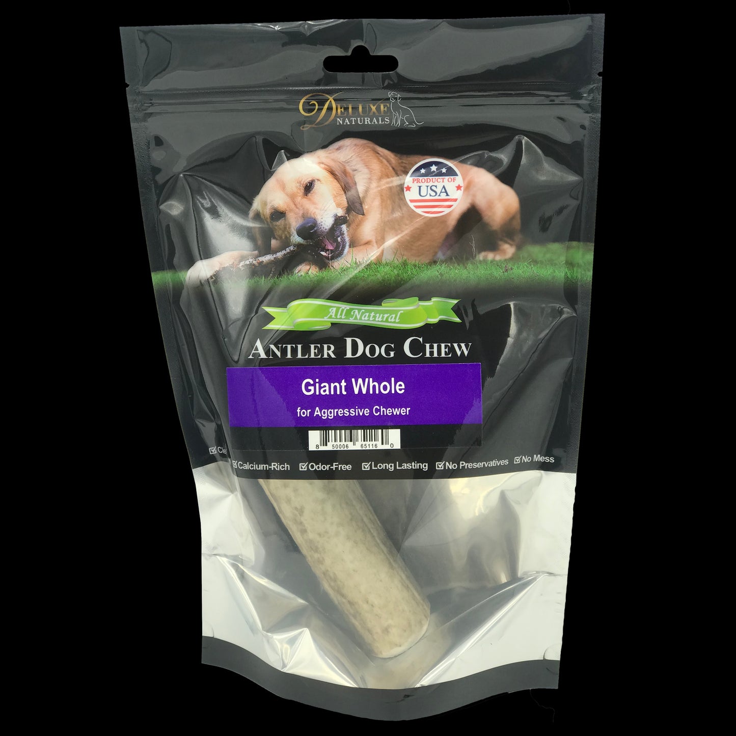 Deluxe Naturals Elk Antler Dog Chew - Giant Whole