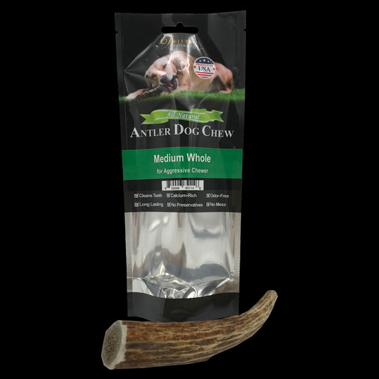 Deluxe Naturals Elk Antler Dog Chew - Medium Whole