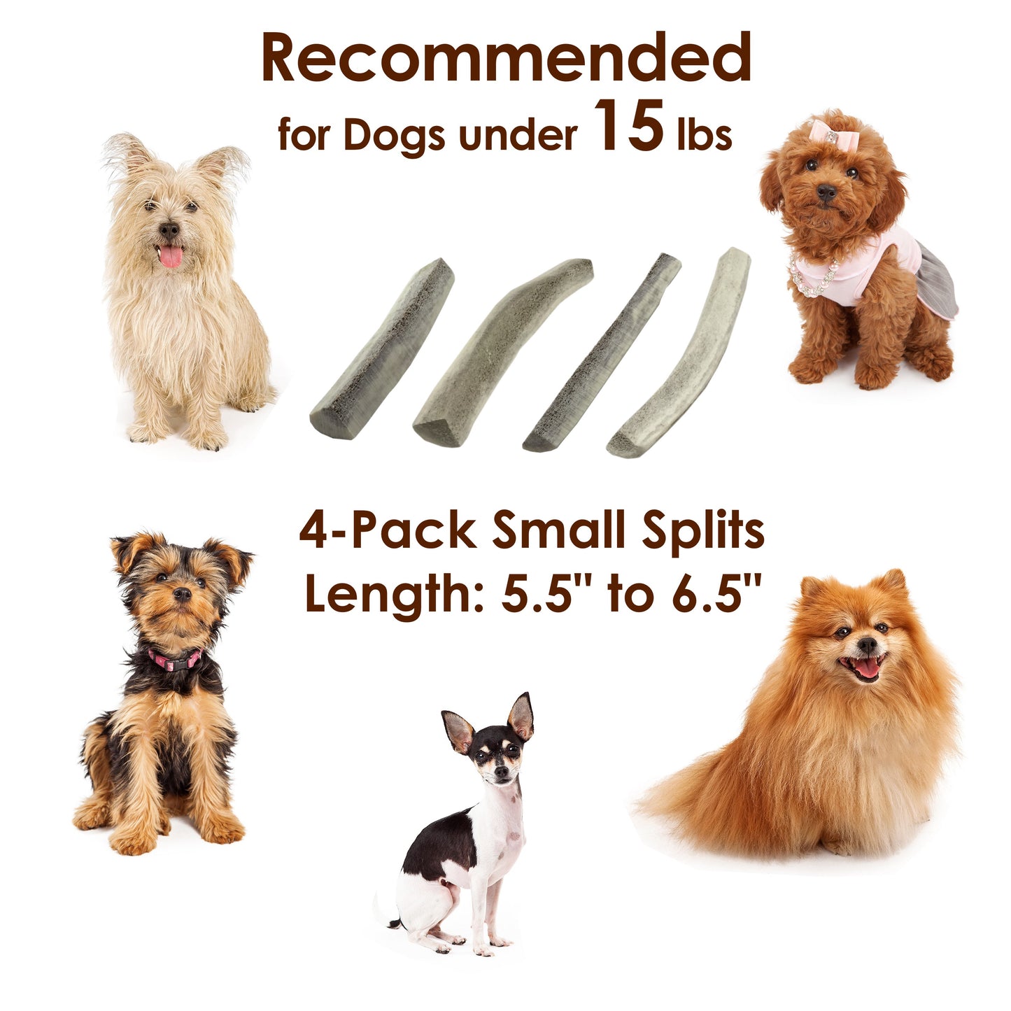 Deluxe Naturals 4-Pack Elk Antler Dog Chew - Small Split