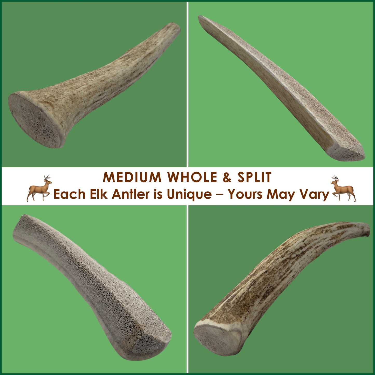 Deluxe Naturals 1-LB Pack Medium Elk Antler Dog Chews