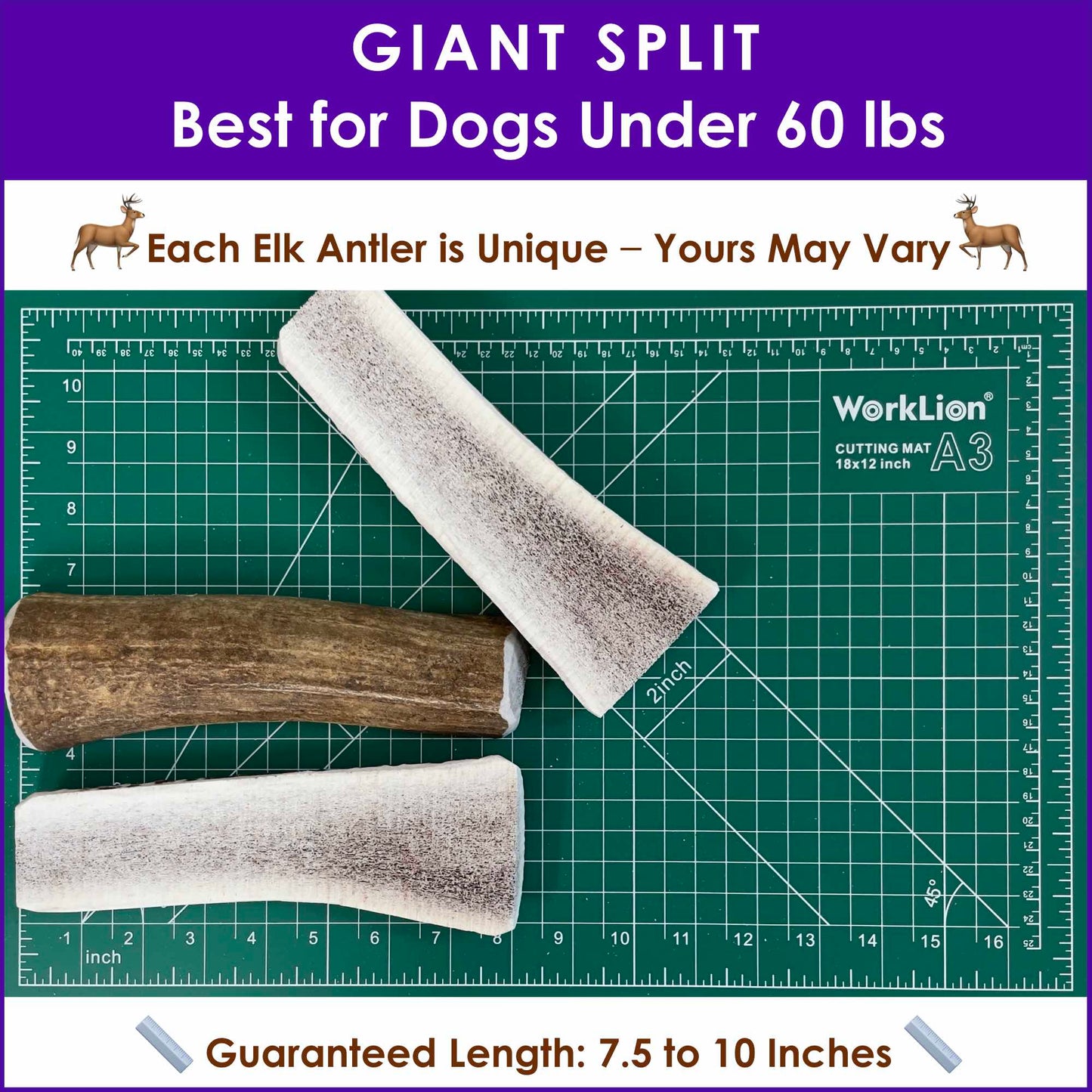 Deluxe Naturals 2-Pack Giant Split Elk Antler Dog Chews