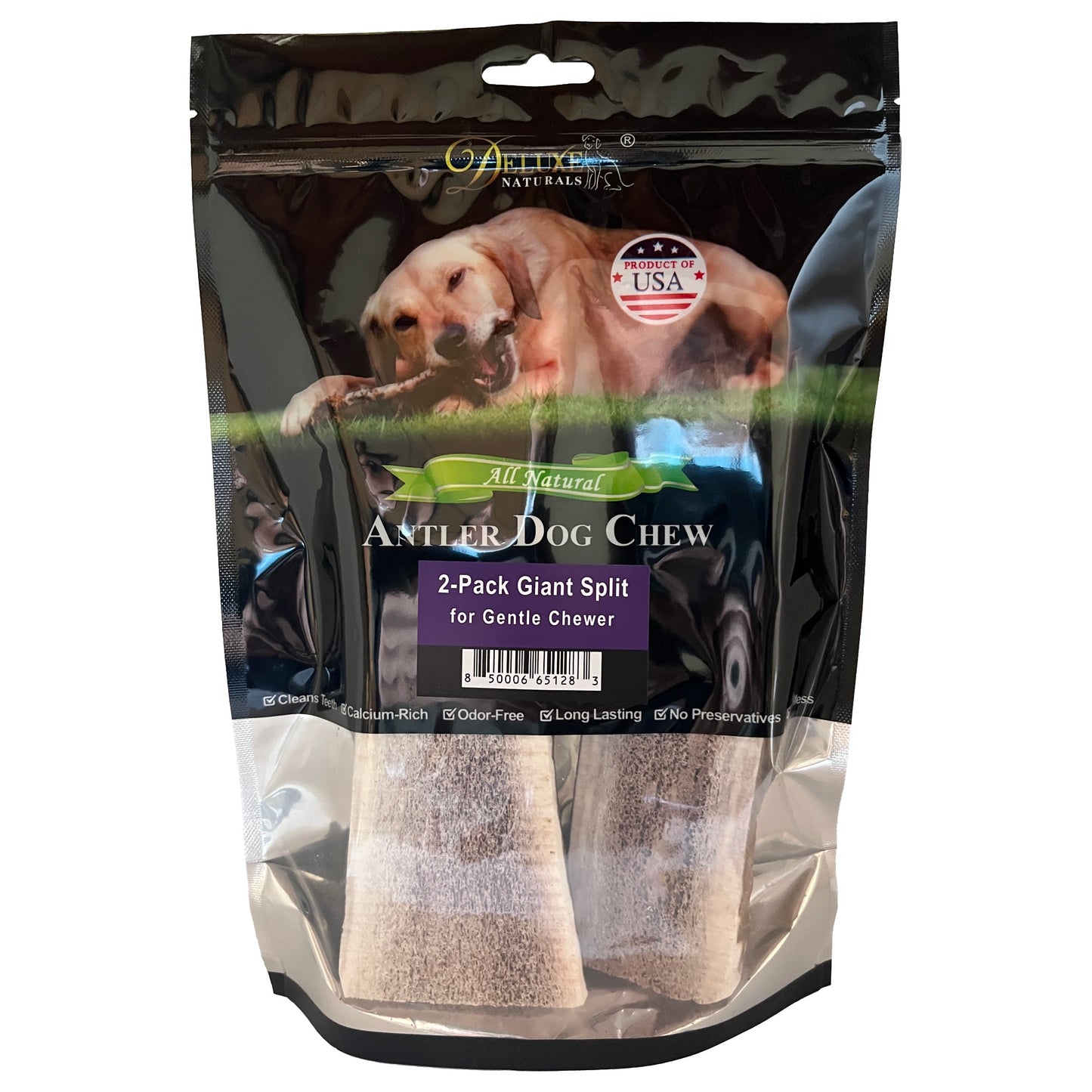 Deluxe Naturals 2-Pack Giant Split Elk Antler Dog Chews