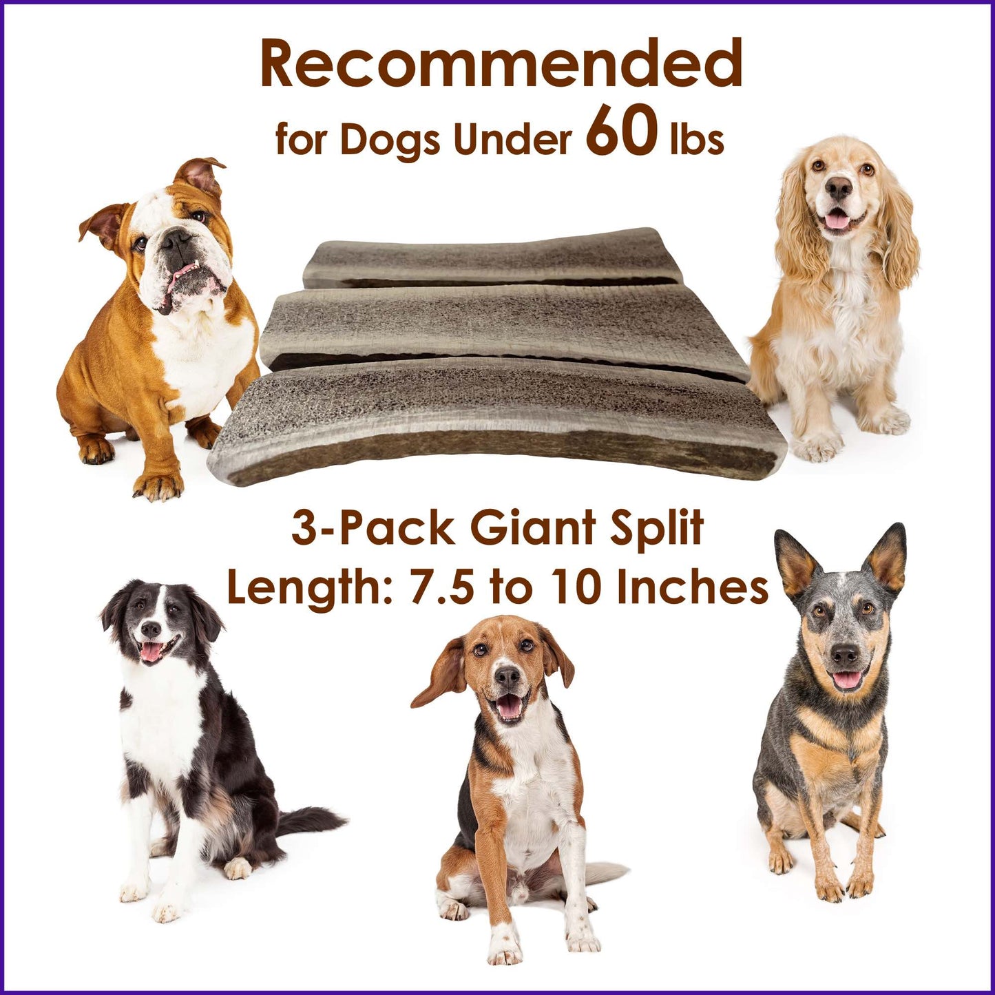 Deluxe Naturals 3-Pack Giant Split Elk Antler Dog Chews