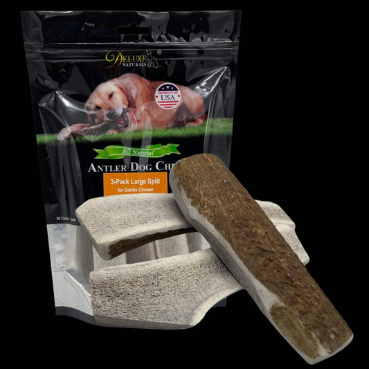 Deluxe Naturals 3-Pack Large Split Elk Antler Dog Chews