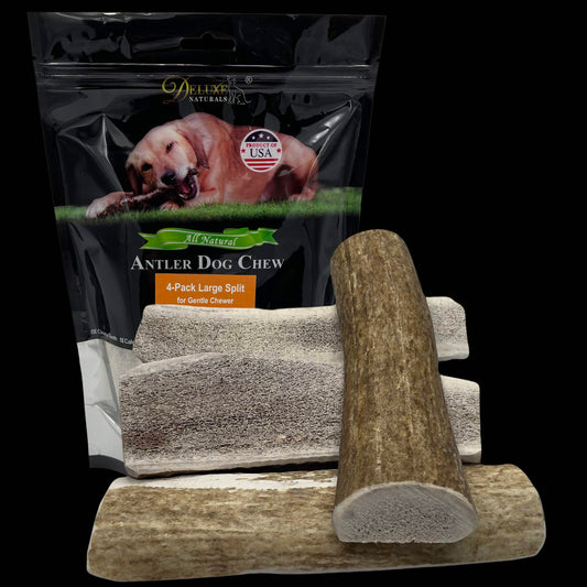 Deluxe Naturals 4-Pack Large Split Elk Antler Dog Chews