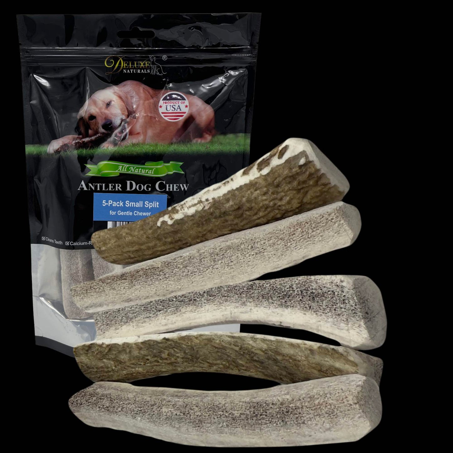 Deluxe Naturals 5-Pack Small Split Elk Antler Dog Chews