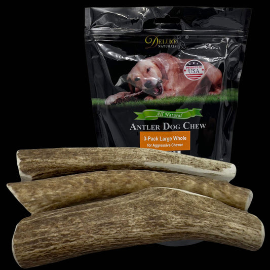 Deluxe Naturals 3-Pack Large Whole Elk Antler Dog Chews