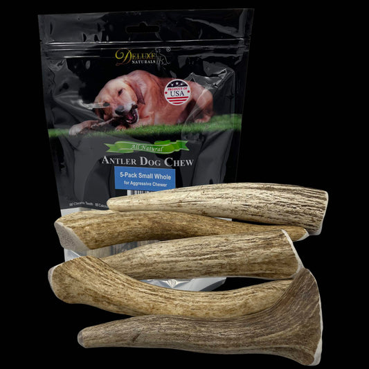 Deluxe Naturals 5-Pack Small Whole Elk Antler Dog Chews