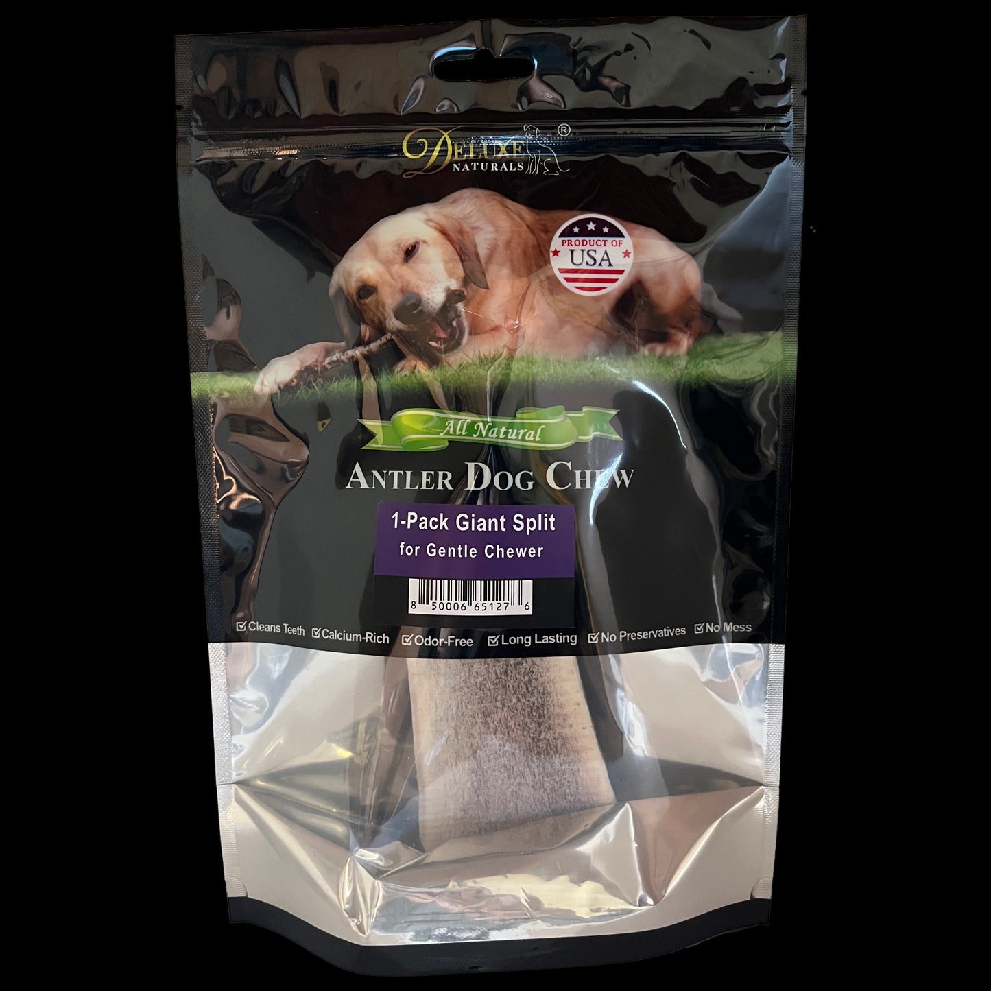 Deluxe Naturals 1-Pack Giant Split Elk Antler Dog Chew