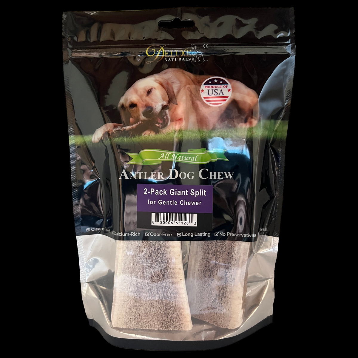 Deluxe Naturals 2-Pack Giant Split Elk Antler Dog Chews