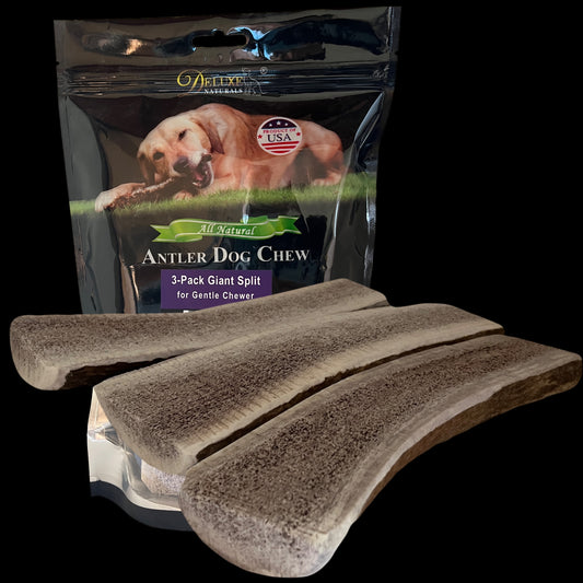 Deluxe Naturals 3-Pack Giant Split Elk Antler Dog Chews