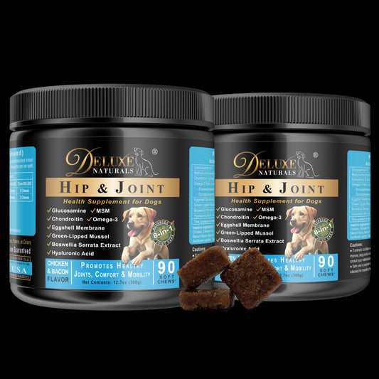 Deluxe Naturals Hip and Joint Soft Chews for Dogs - 180 Count (Pack of 2 x 90ct)