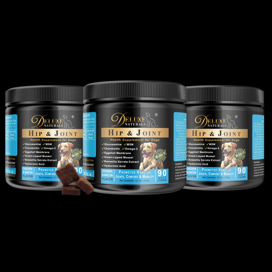 Deluxe Naturals Hip and Joint Soft Chews for Dogs - 270 Count (Pack of 3 x 90ct)