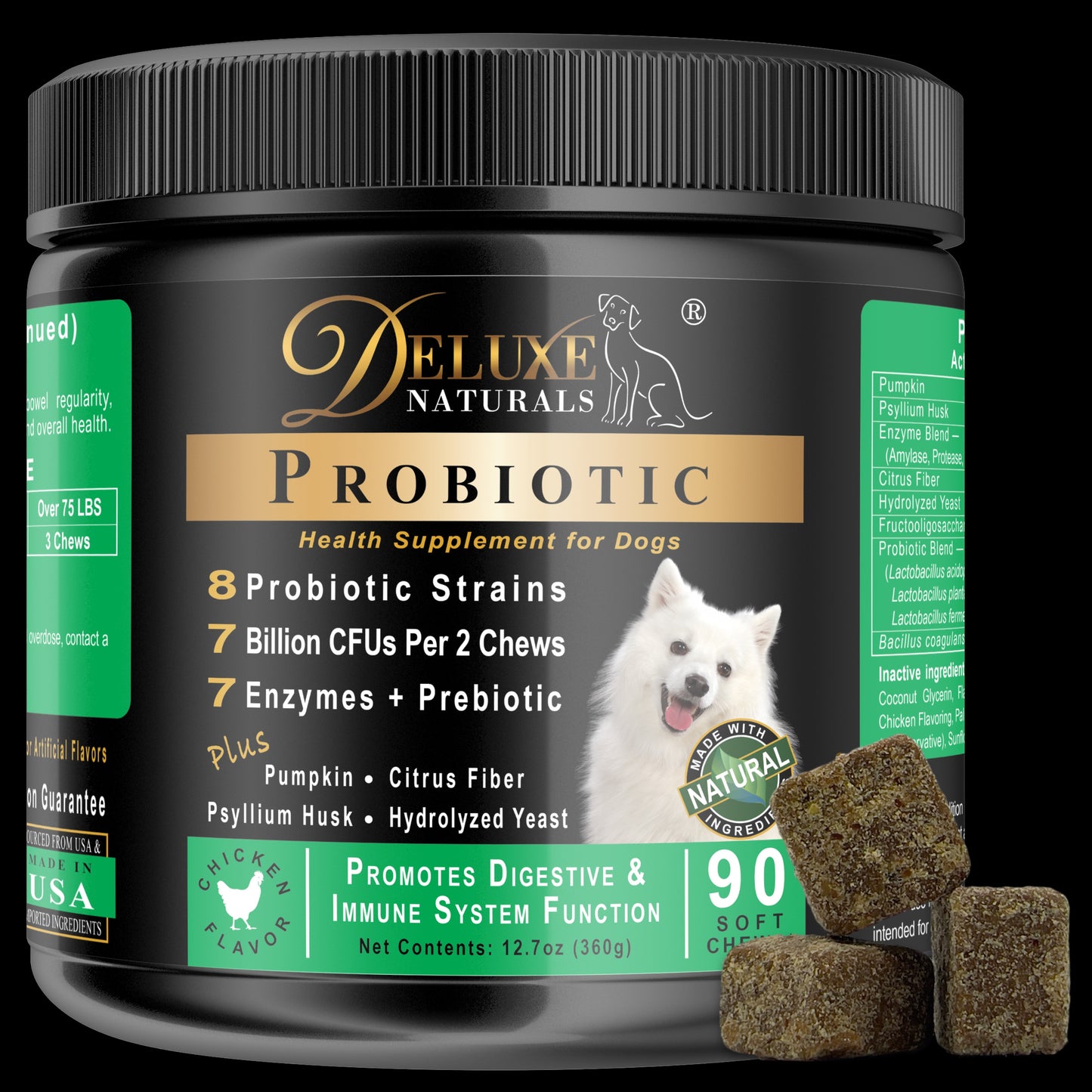 Deluxe Naturals Probiotic Soft Chews for Dogs - 90 Count (Pack of 1)
