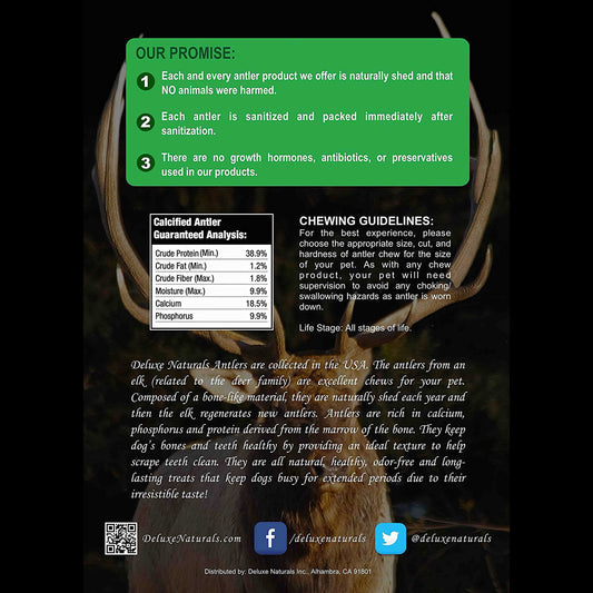 Deluxe Naturals 60-Count Quarter-Cut Medium Split Elk Antler Dog Chews