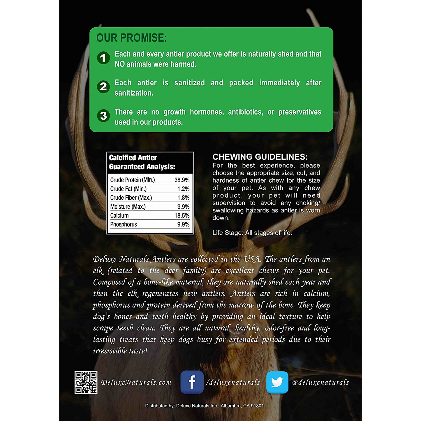 Deluxe Naturals 2-Pack Giant Split Elk Antler Dog Chews