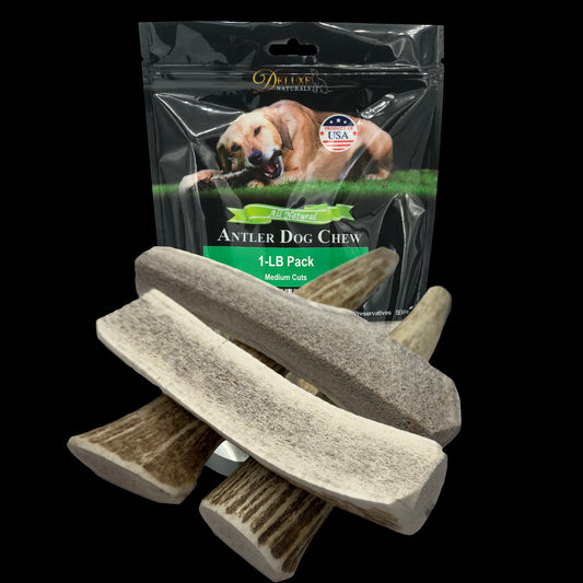 Deluxe Naturals 1-LB Pack Elk Antler Dog Chew - Mixed Medium Cuts