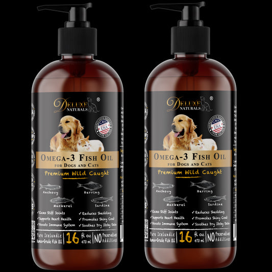 Deluxe Naturals Omega-3 Fish Oil for Dogs and Cats - 32 fl. oz. (Pack of 2 x 16 fl. oz.)