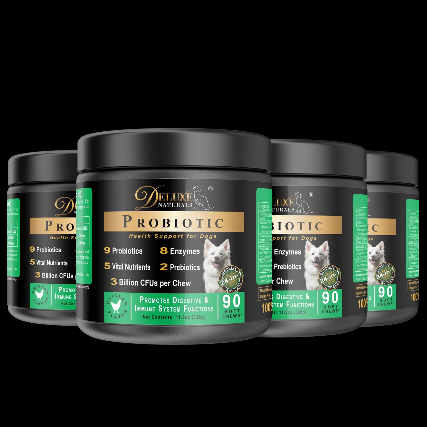 Deluxe Naturals Probiotic Soft Chews for Dogs - 360 Count (Pack of 4 x 90ct)