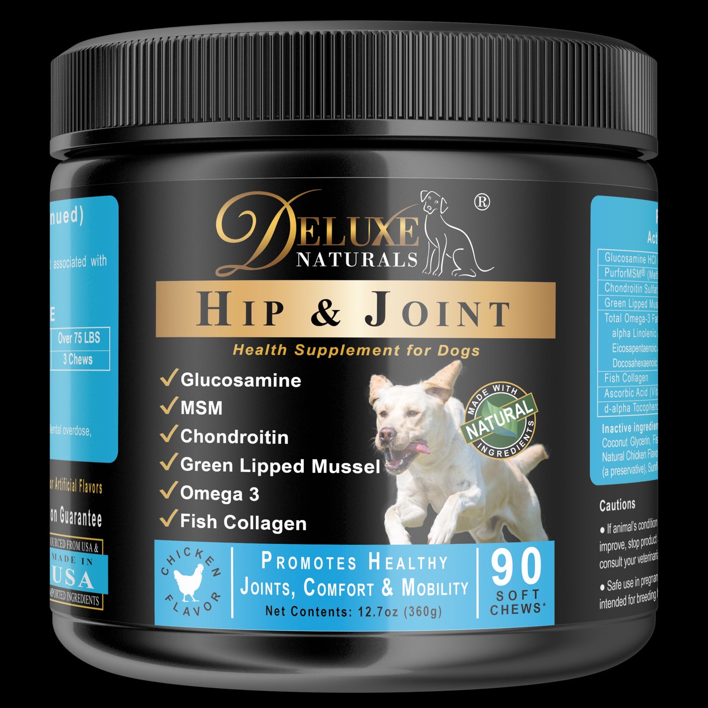 Deluxe Naturals Hip & Joint + Probiotic Soft Chews for Dogs Bundle - 360 Count (Pack of 4 x 90ct)