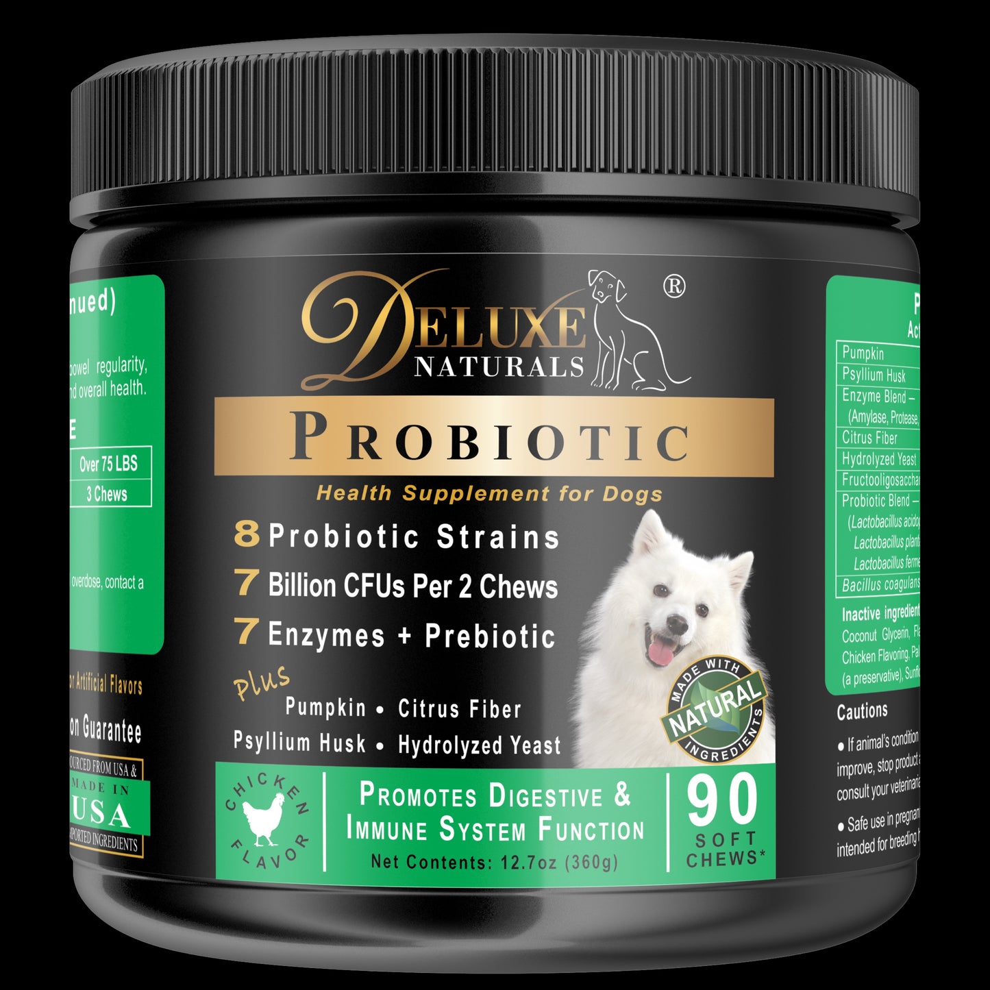Deluxe Naturals Probiotic Soft Chews for Dogs - 180 Count (Pack of 2 x 90ct)